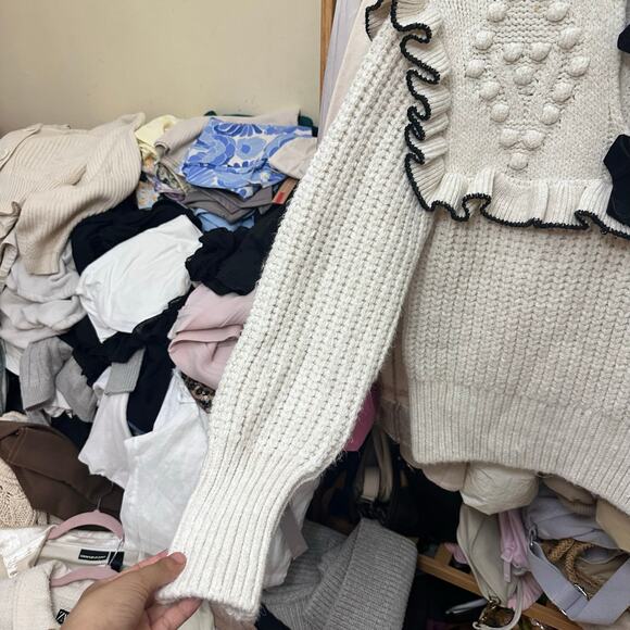 Zara Bow Tie Knit Ruffle Sweater Size Medium 5802/008/064‎ - Picture 11 of 13